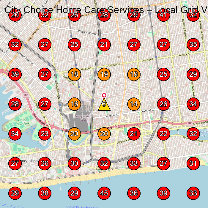 City Choice Home Care Services GeoGrid visibility map for Home Health Care Service in Brooklyn